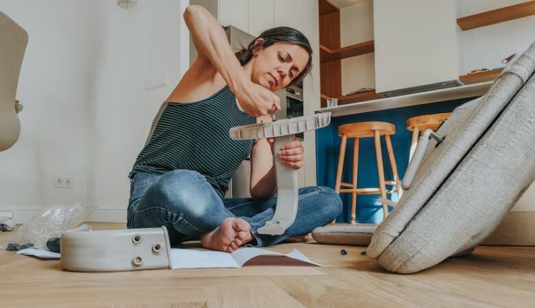 Single woman tackling DIY job on her own